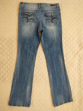 VTG L.e.i. Jeans Womens 13 Ashley Low Rise Bootcut Embroidered Stretch Y2K